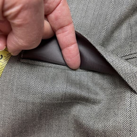 Lauren Ralph Lauren Herringbone Blazer Mens 44L Gray Silk Wool Blend Two Button - Picture 9 of 15